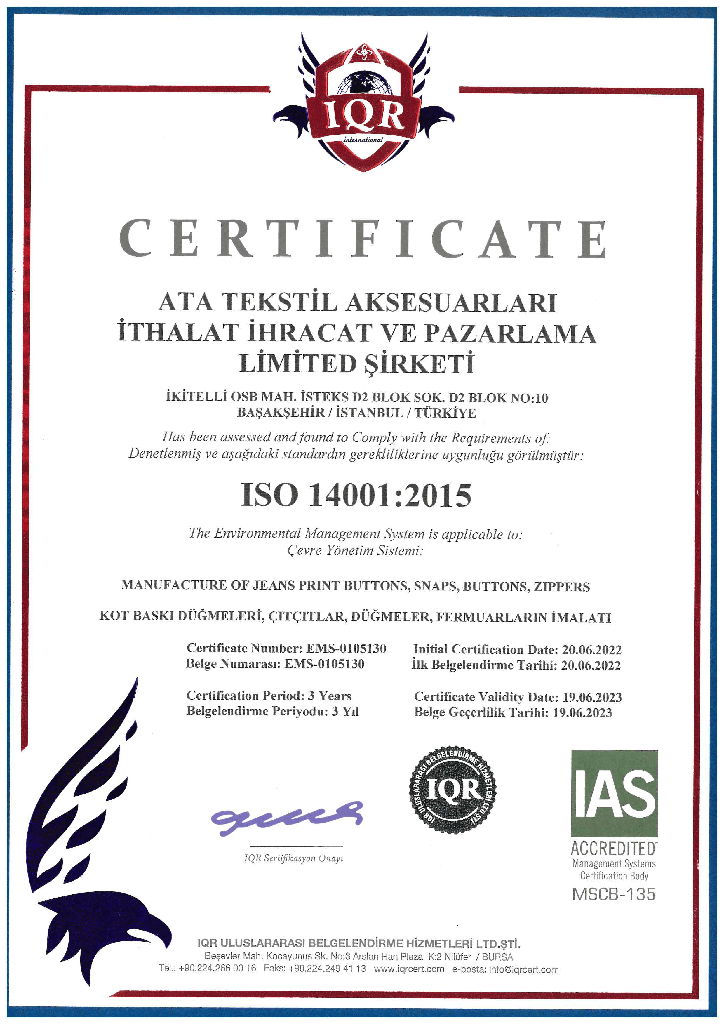 ISO 14001:2015 Environmental Management System