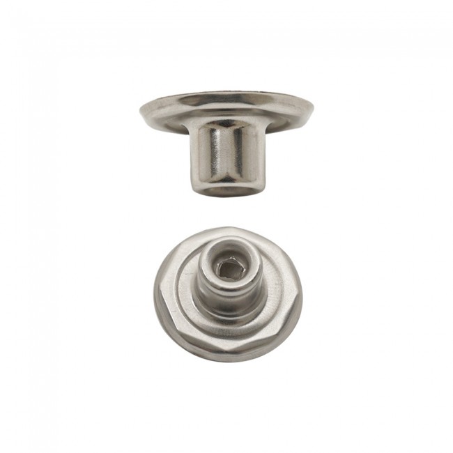 Stainless Perforated Jean Button Metal Back detail view