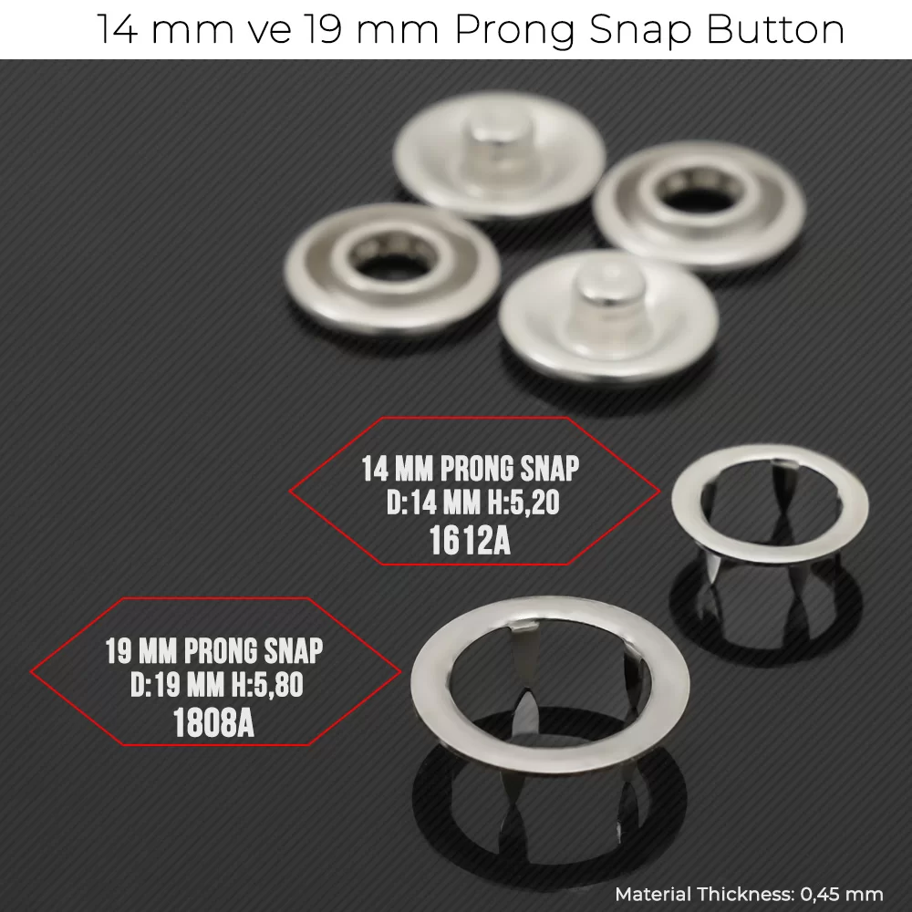 New Production - 14 mm and 19 mm Prong Snap Button