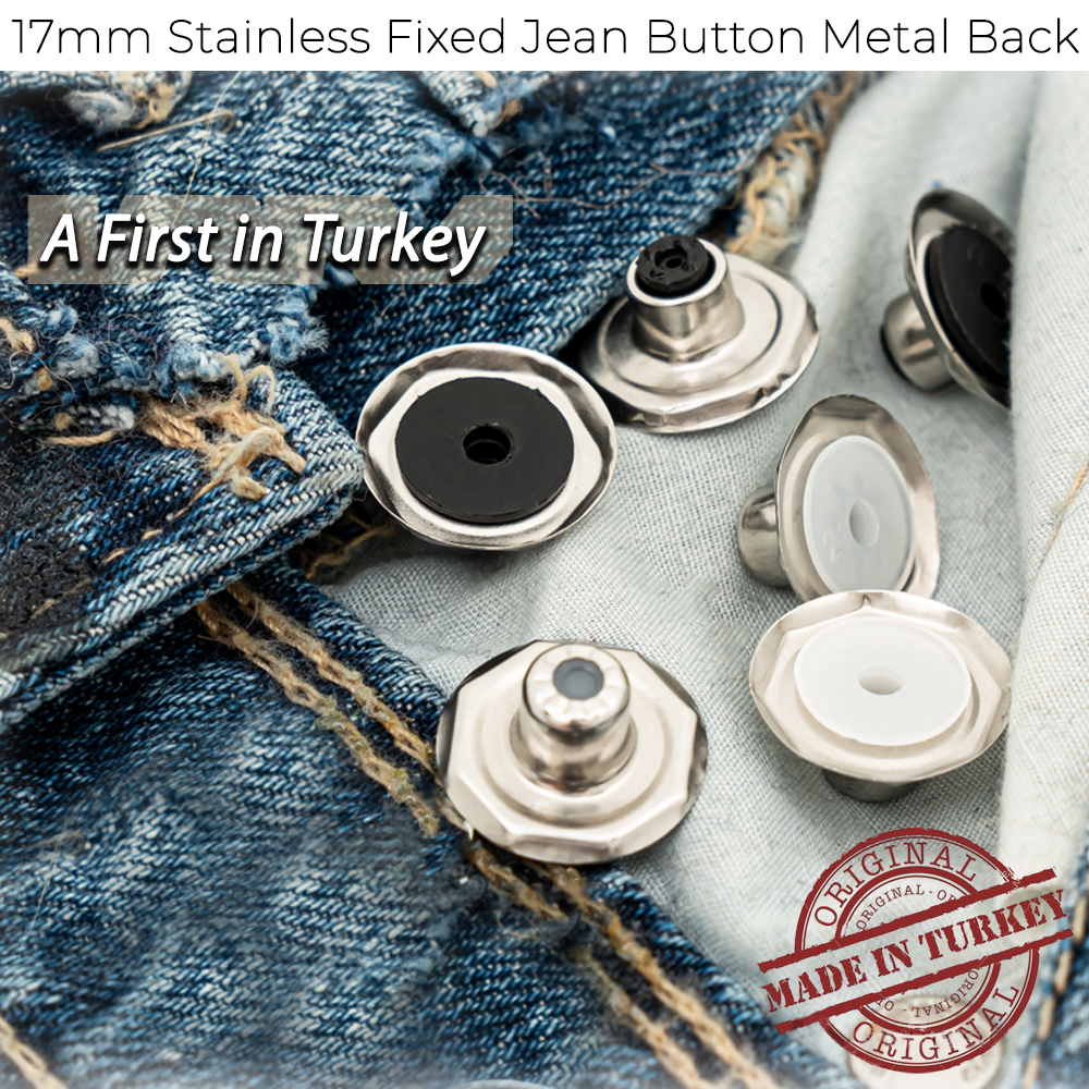 New Production - 17mm Stainless Fixed Jean Button Metal Back