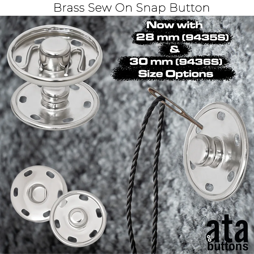 ▷ Sewing Snap Button 23 mm 36 L 15/16 Brass Stainless (500 pcs