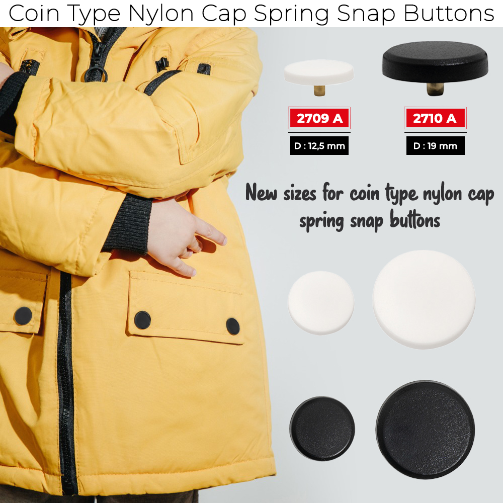New Production - Coin Type Nylon Cap Spring Snap Button
