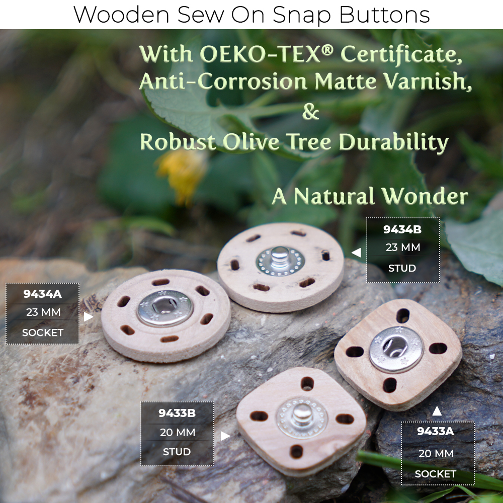 New Production -  Wooden Sew On Snap Buttons