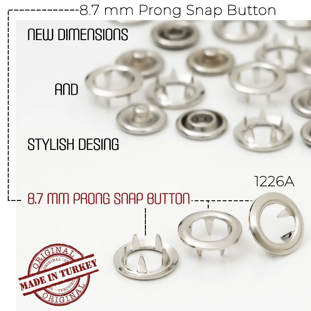 200 Sets Sew-on Snap Buttons Metal Snap Fasteners Press Studs Fastener  Buttons Press Button for Sewing Clothing,10mm 8.5mm