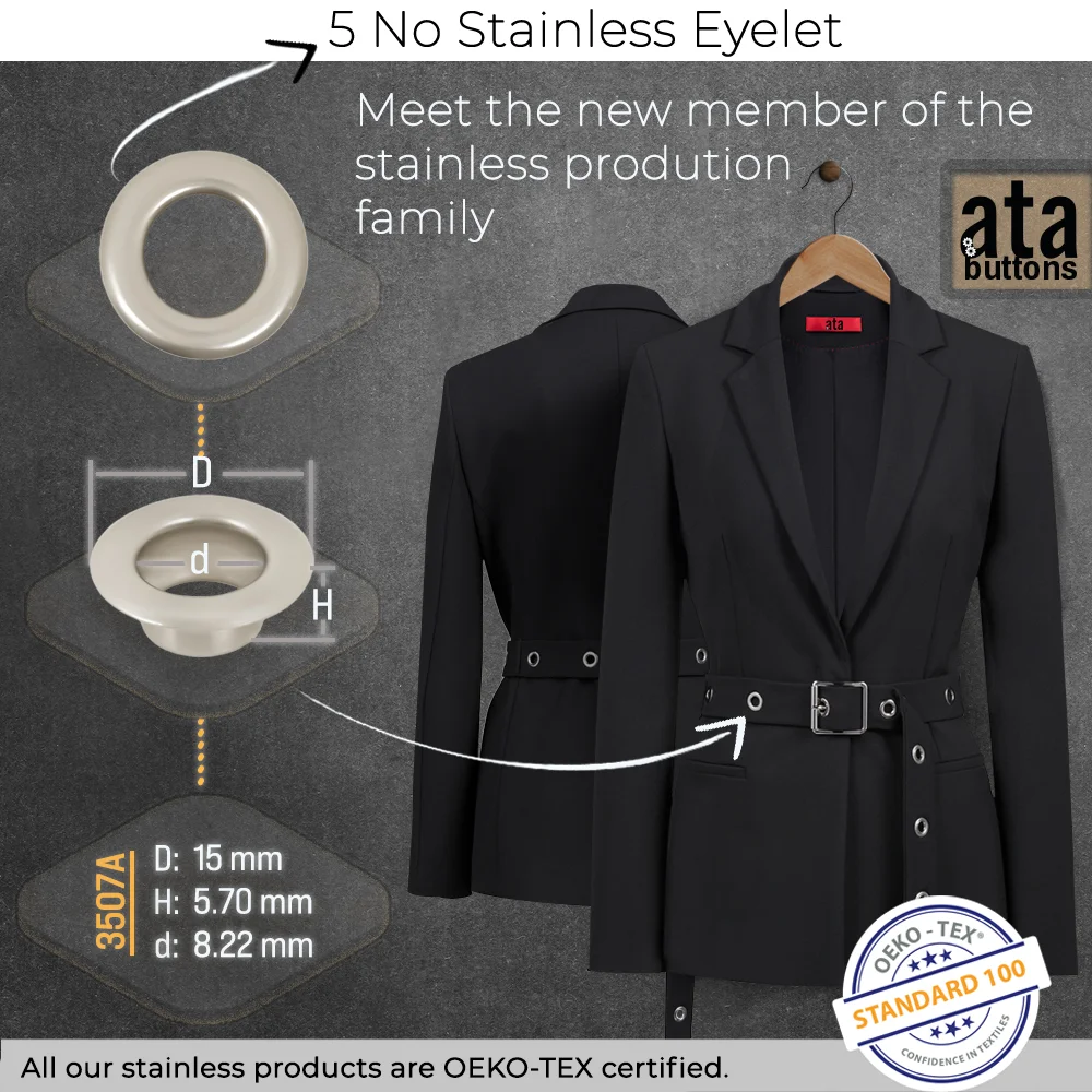 New Production - No 5 Stainless Eyelets
