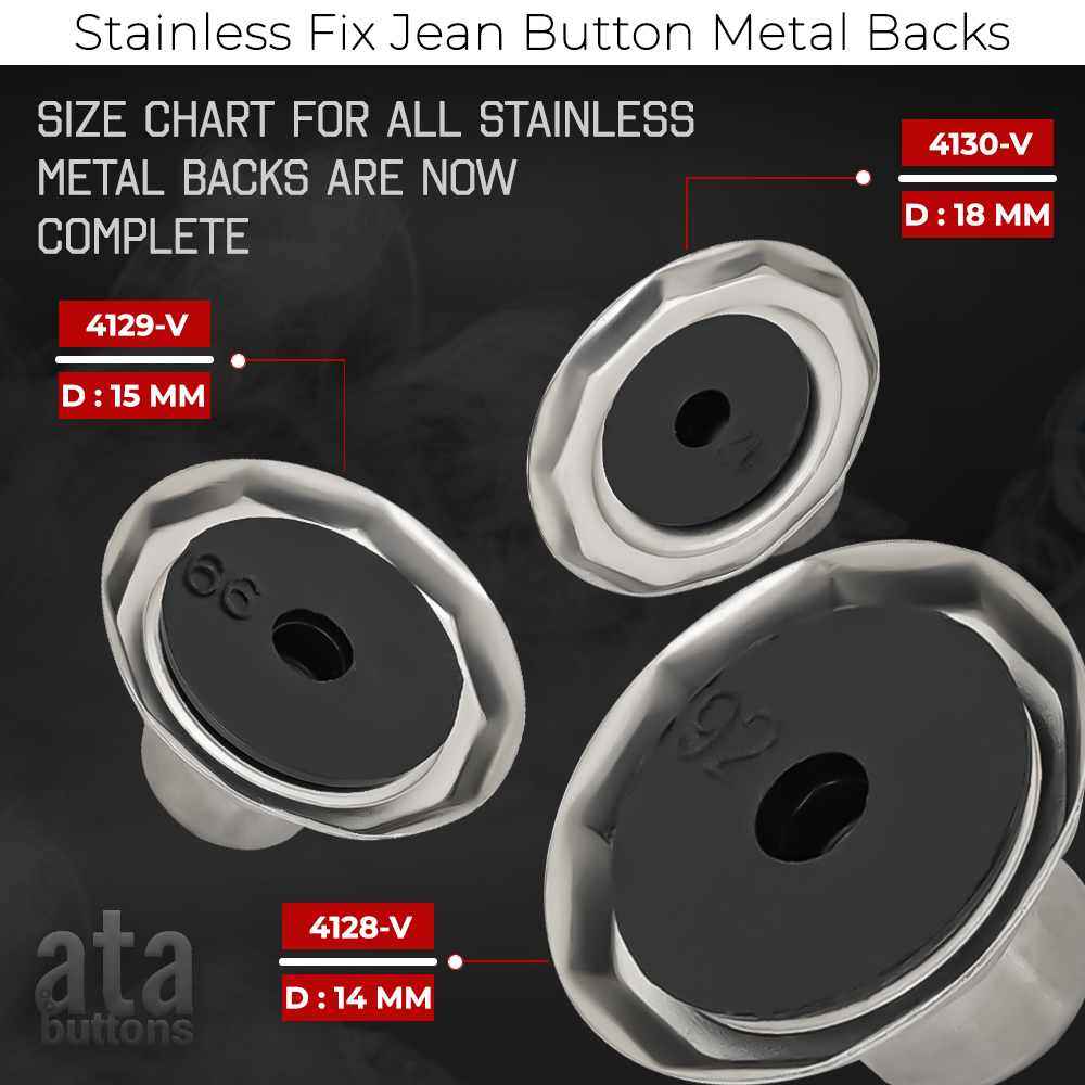 New Production - Stainless Fix Jean Button Metal Backs