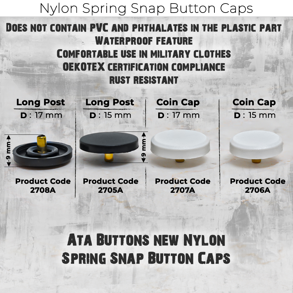 New Production - Nylon Spring Snap Button Caps