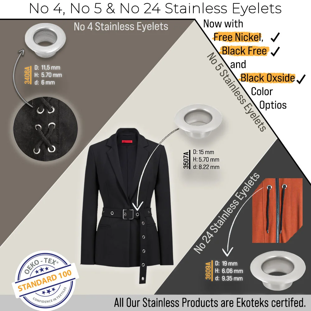 New Production - Colored Stainless Eyelets