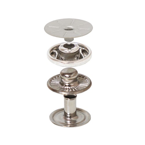 Spring Snap Button with Hidden Cap and Logo Spring Snap Button with Hidden Cap and Logo
